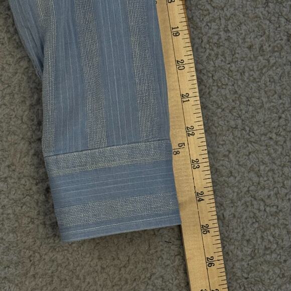 Billy Reid Mens Medium Slim Cut Long Sleeve Casual Shirt Blue White Stripes - Picture 5 of 11